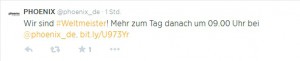 Phoenix tweet Wir sind Weltmeister