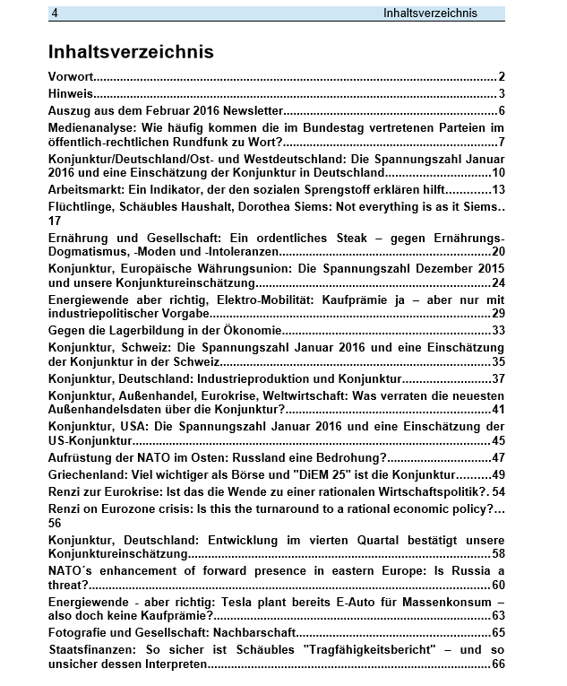 Edition Februar 2016 - Inhaltsverzeichnis I - 28-02-2016