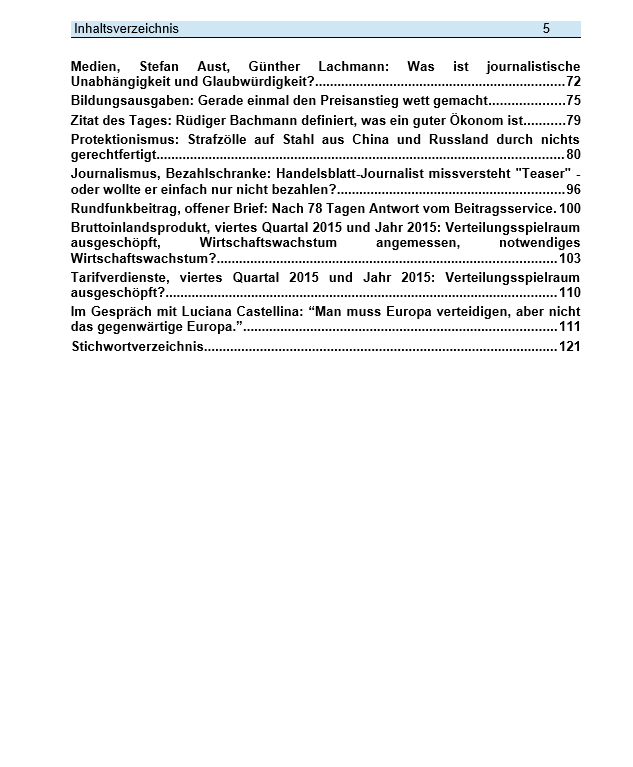 Edition Februar 2016 - Inhaltsverzeichnis II - 28-02-2016
